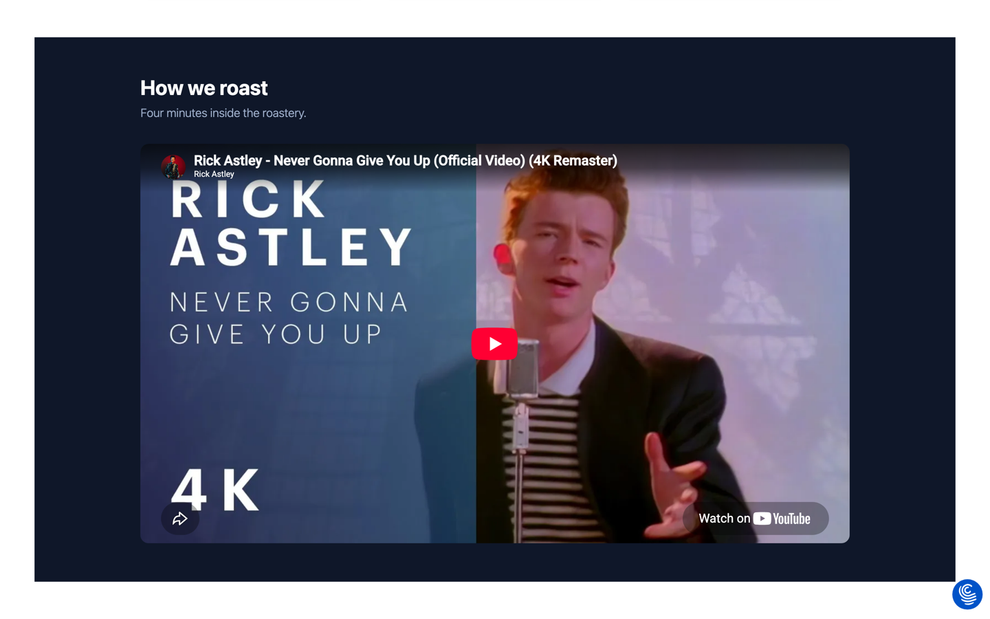 The YouTube video playing after consent was given