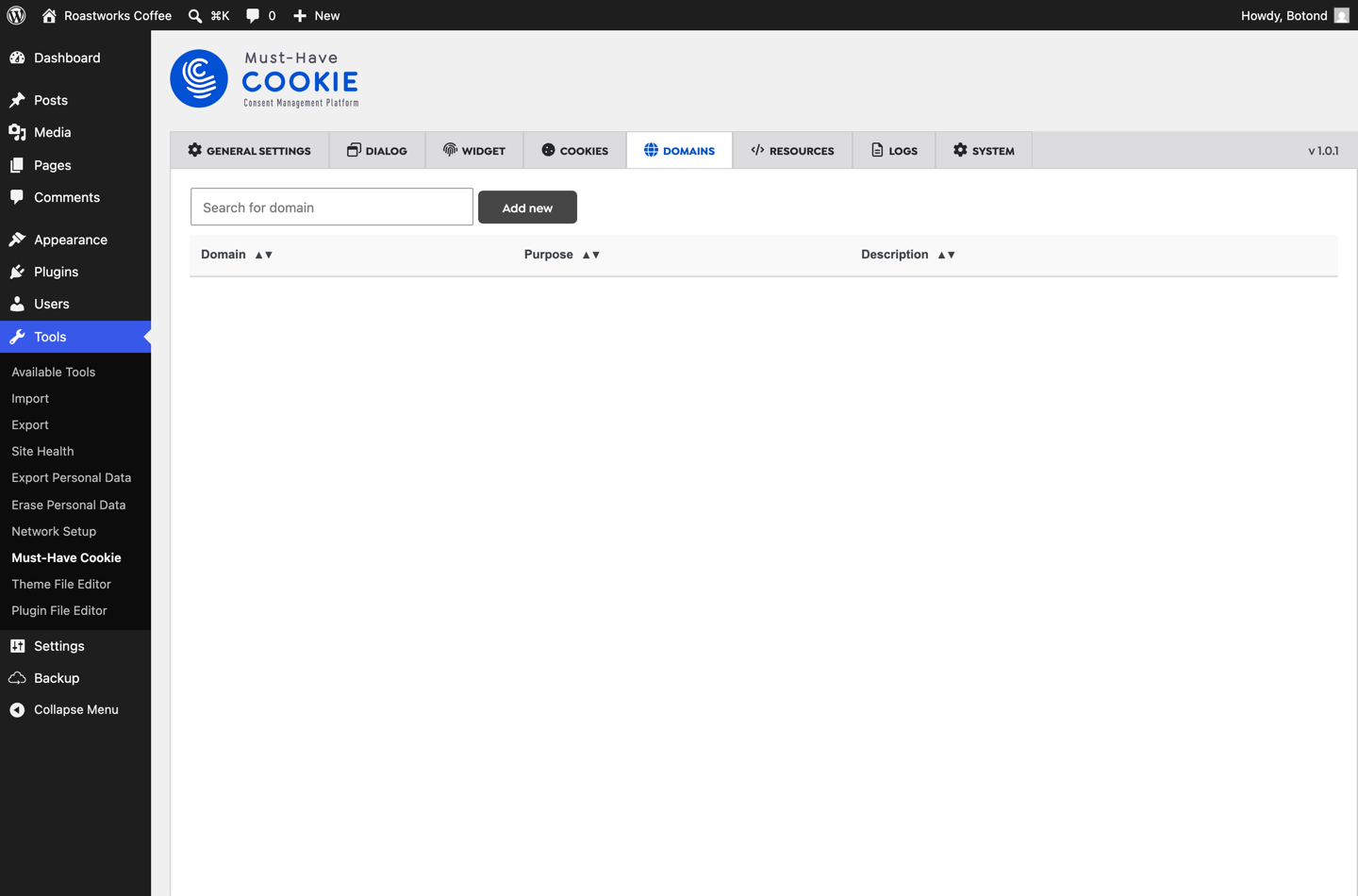 Must-Have Cookie domains table listing googletagmanager.com, youtube.com and others