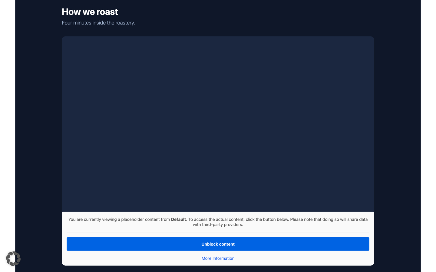 Borlabs Cookie blocking the same YouTube embed with a generic Default placeholder