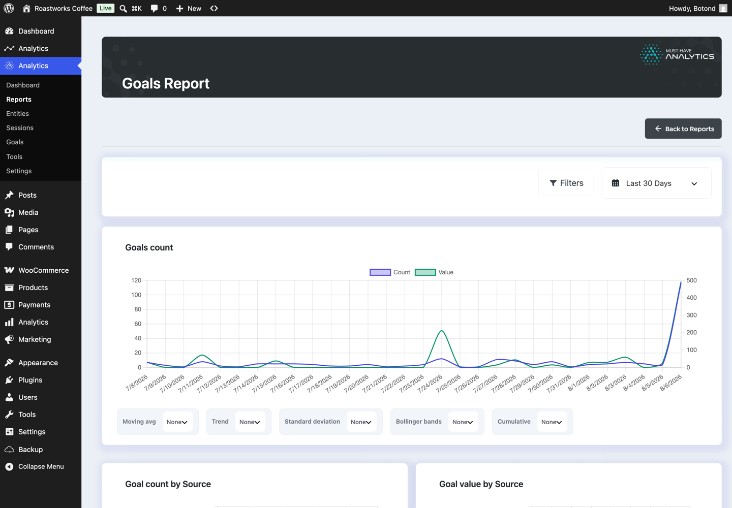 Conversion goals in Must-Have Analytics
