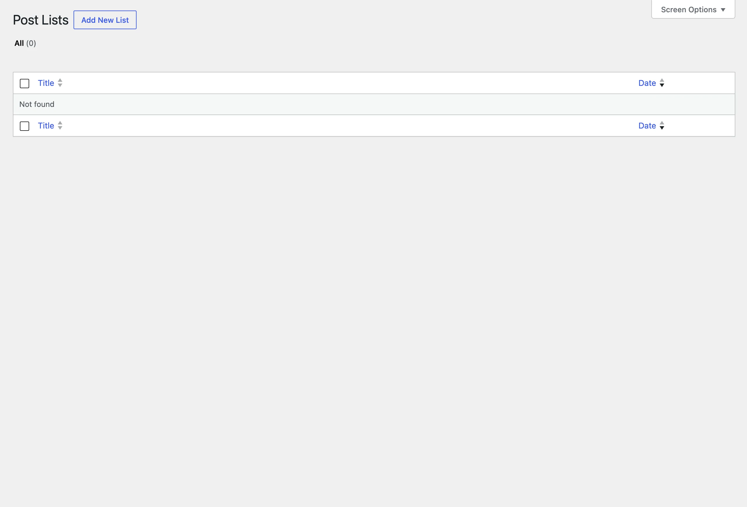 WP Show Posts list screen on WordPress 7.1.2