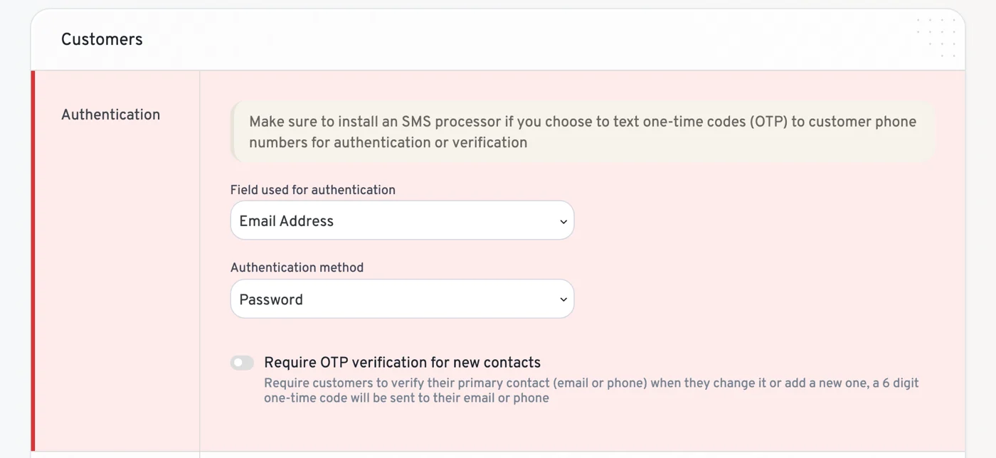 LatePoint Settings, General, Customers section with the Authentication method set to Password